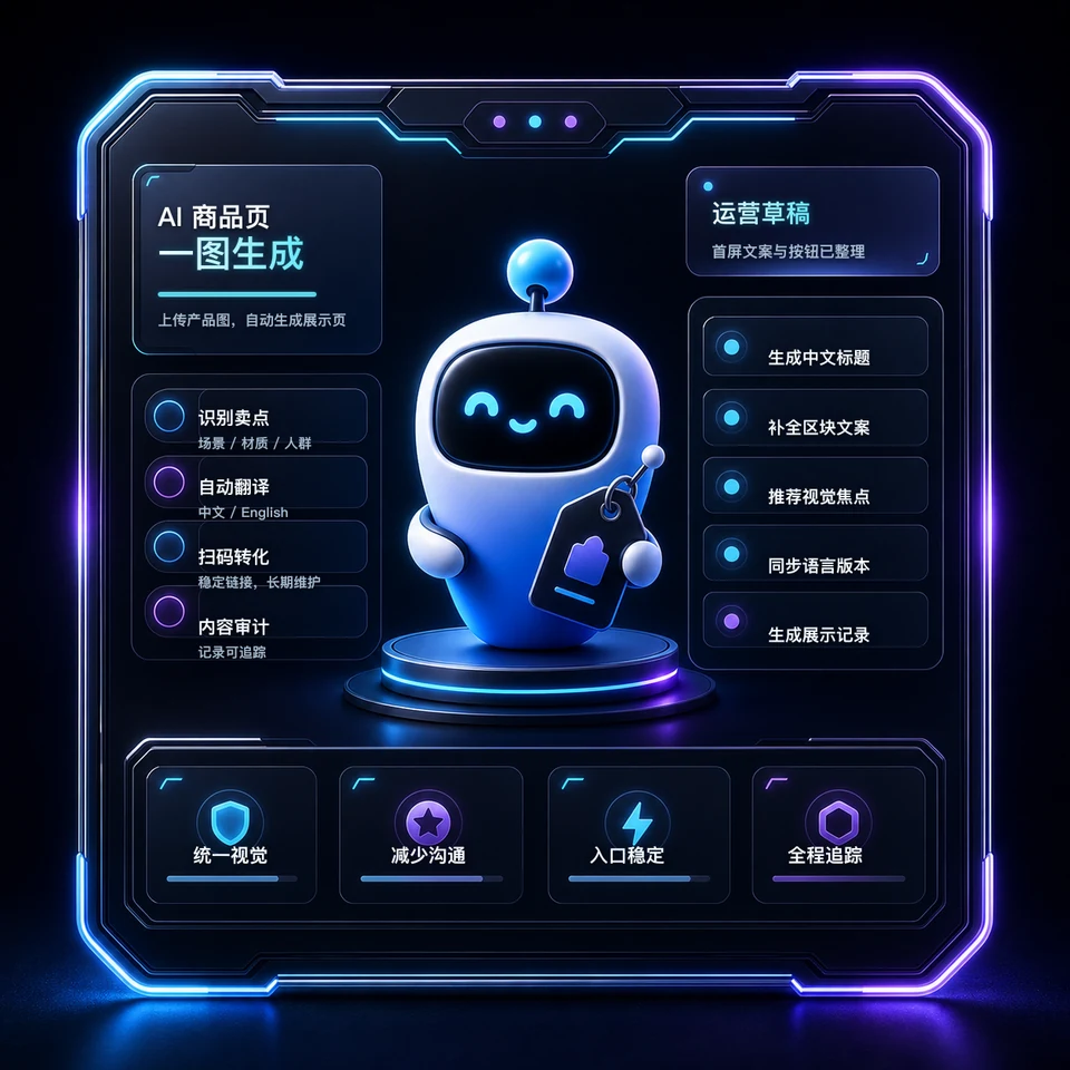AI product-page generation card